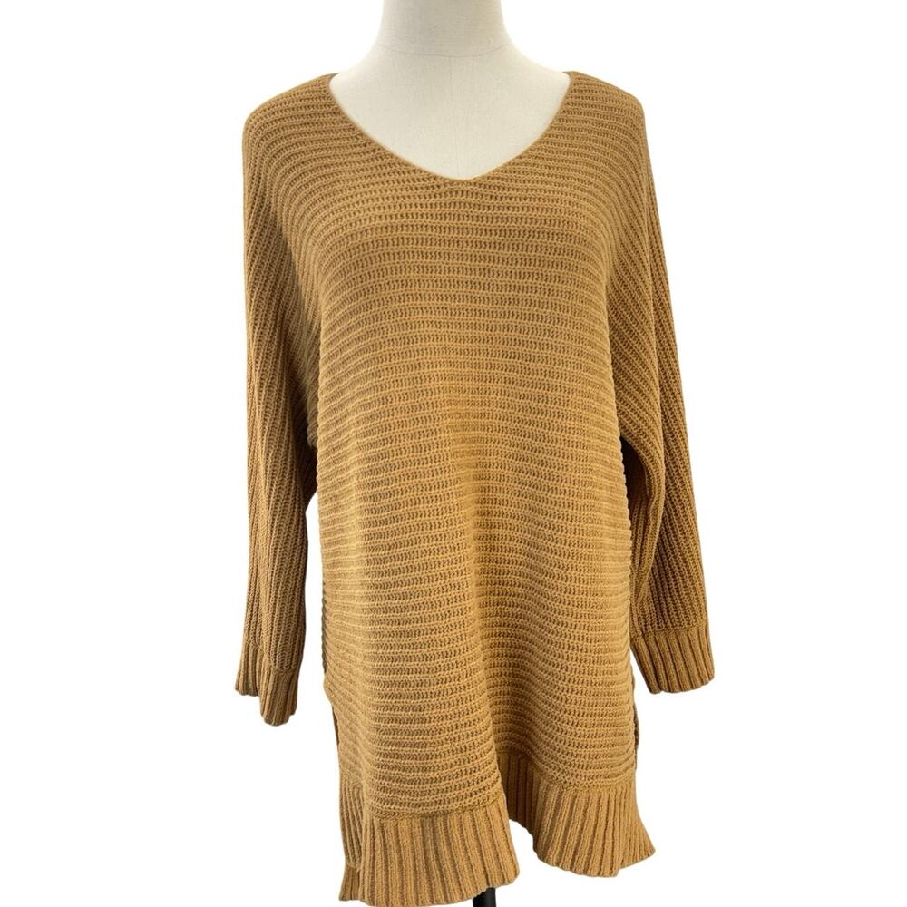 American Eagle Waffle Knit Tunic Sweater Women's XS Camel Brown Long Sleeve
